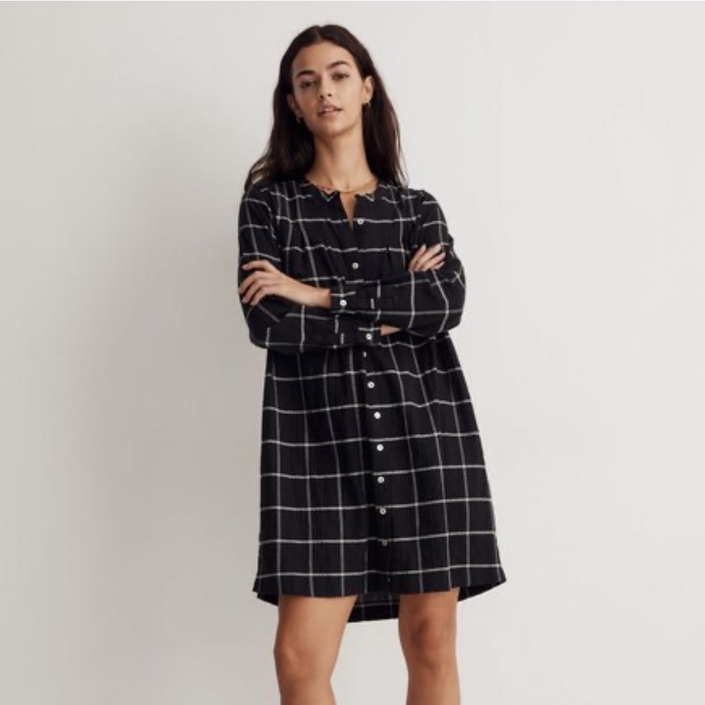 MADEWELL collarless shirt dress